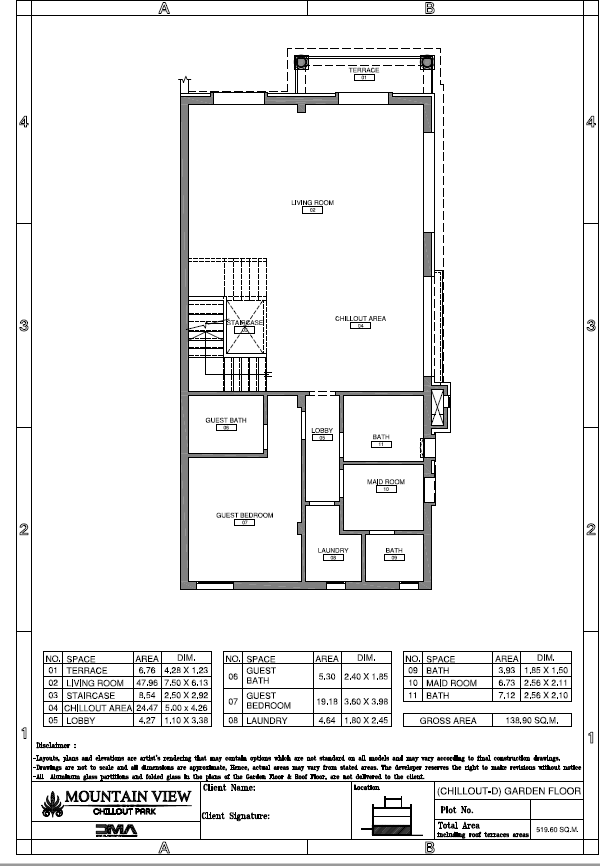 Floor plan for villa at Mountain View Chillout Park