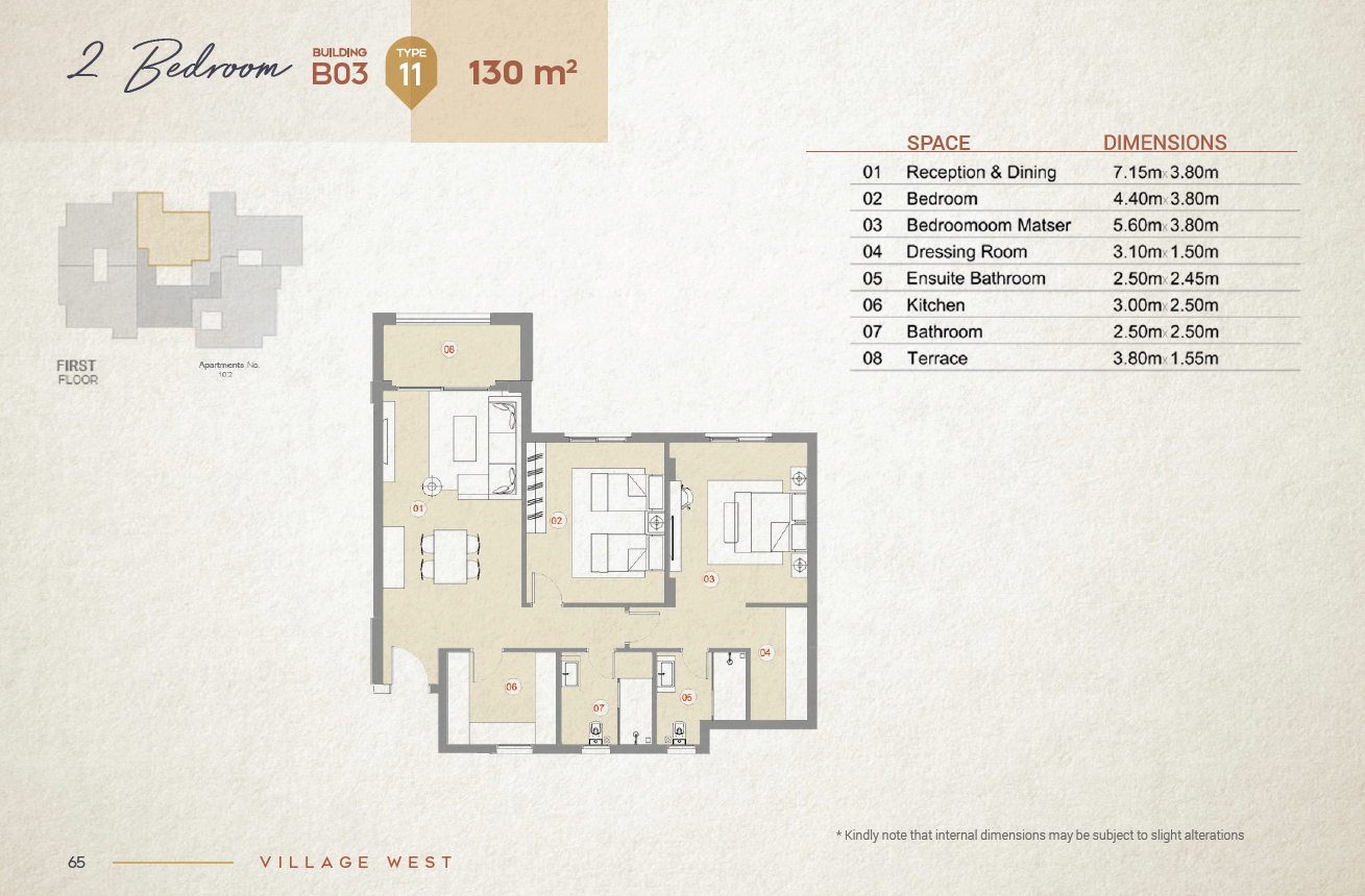 Floor plan for apartment at Village West