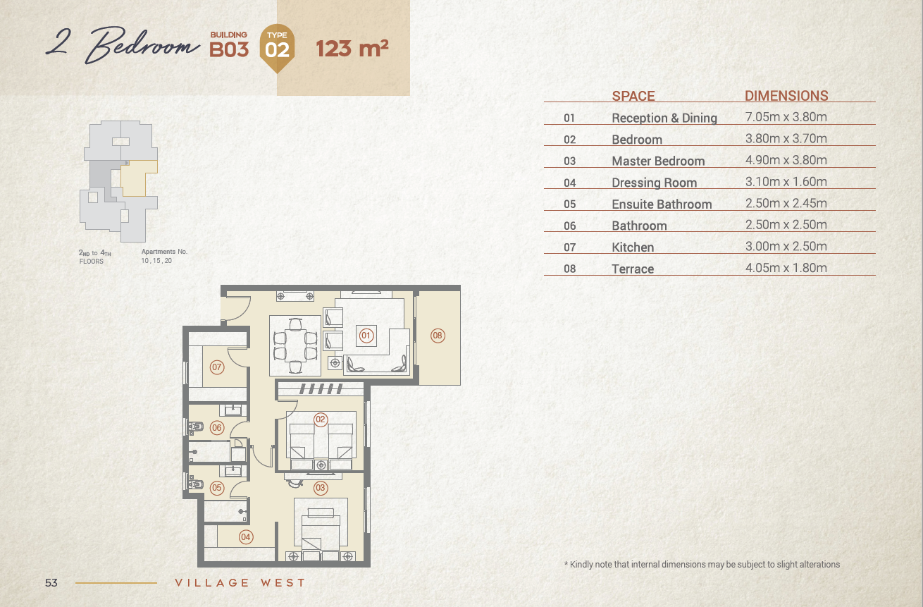 Floor plan for apartment at Village West