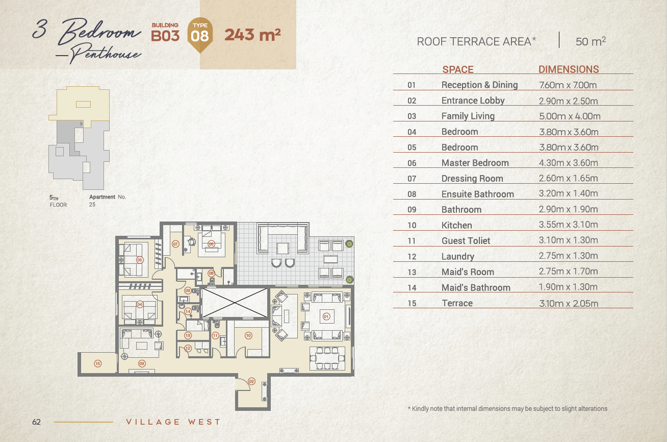 Floor plan for apartment at Village West