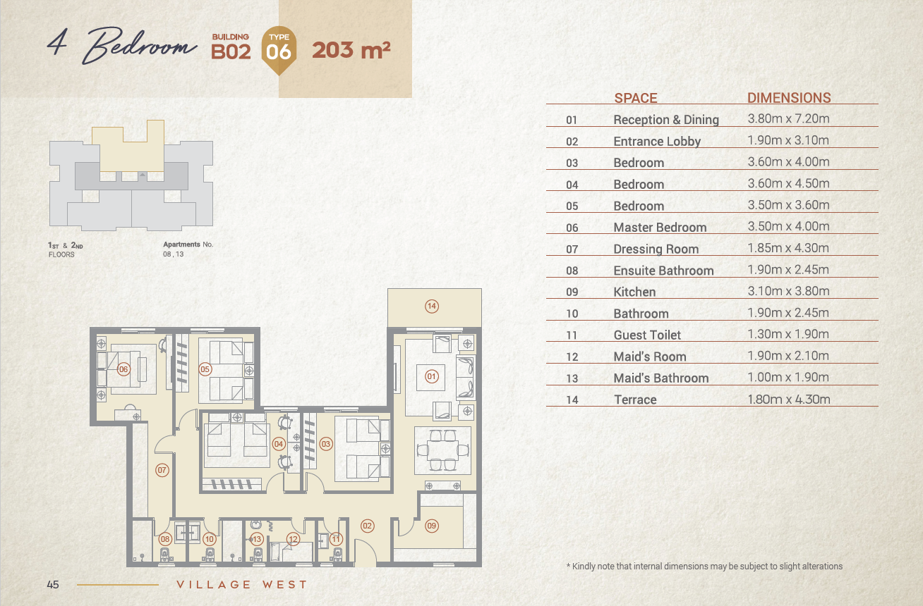 Floor plan for apartment at Village West