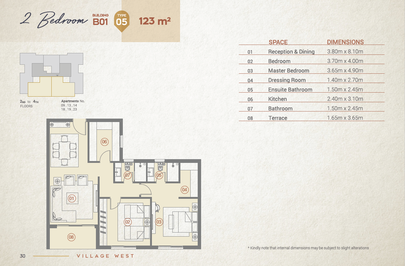Floor plan for apartment at Village West