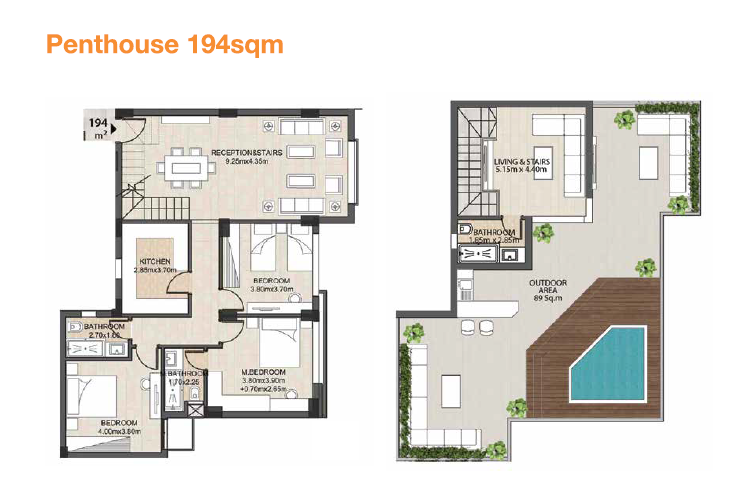 Floor plan for penthouse at Granda Life