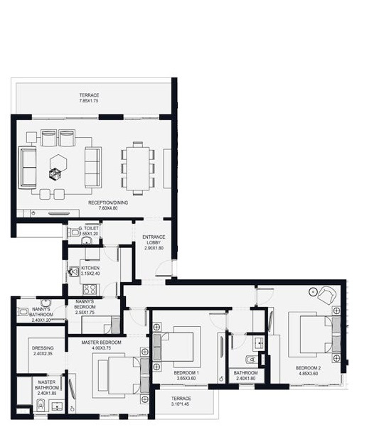 Floor plan for apartment at O West Orascom