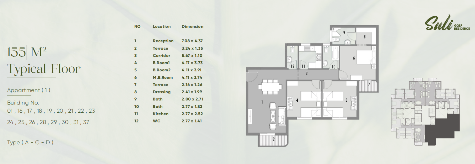 Floor plan for apartment at Suli Golf Residence