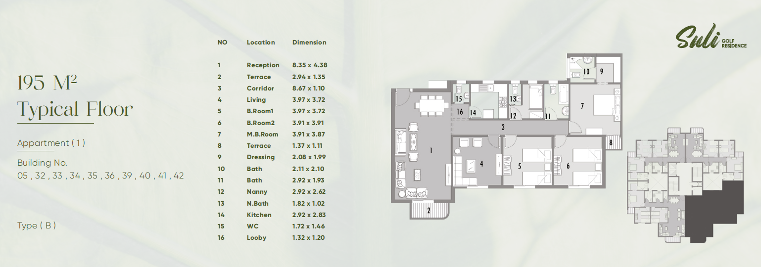 Floor plan for apartment at Suli Golf Residence