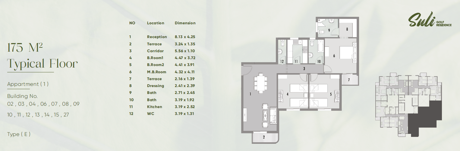 Floor plan for apartment at Suli Golf Residence