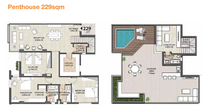 Floor plan for penthouse at Granda Life