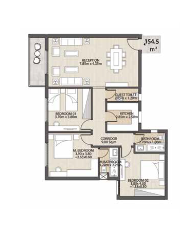 Floor plan for apartment at Granda Life