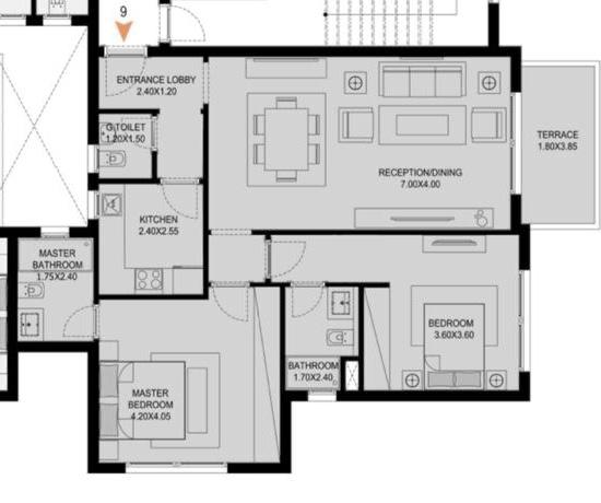 Floor plan for apartment at O West Orascom
