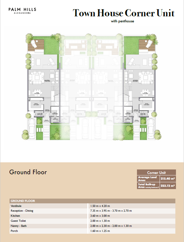 Floor plan for townhouse at Palm Hills Alexandria