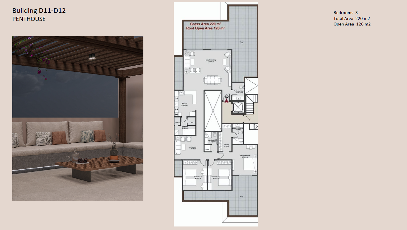Floor plan for penthouse at Ninety Avenue