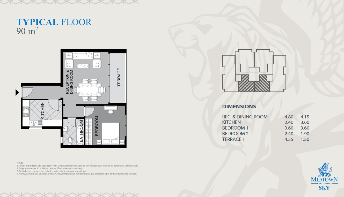 Floor plan for apartment at Midtown Sky