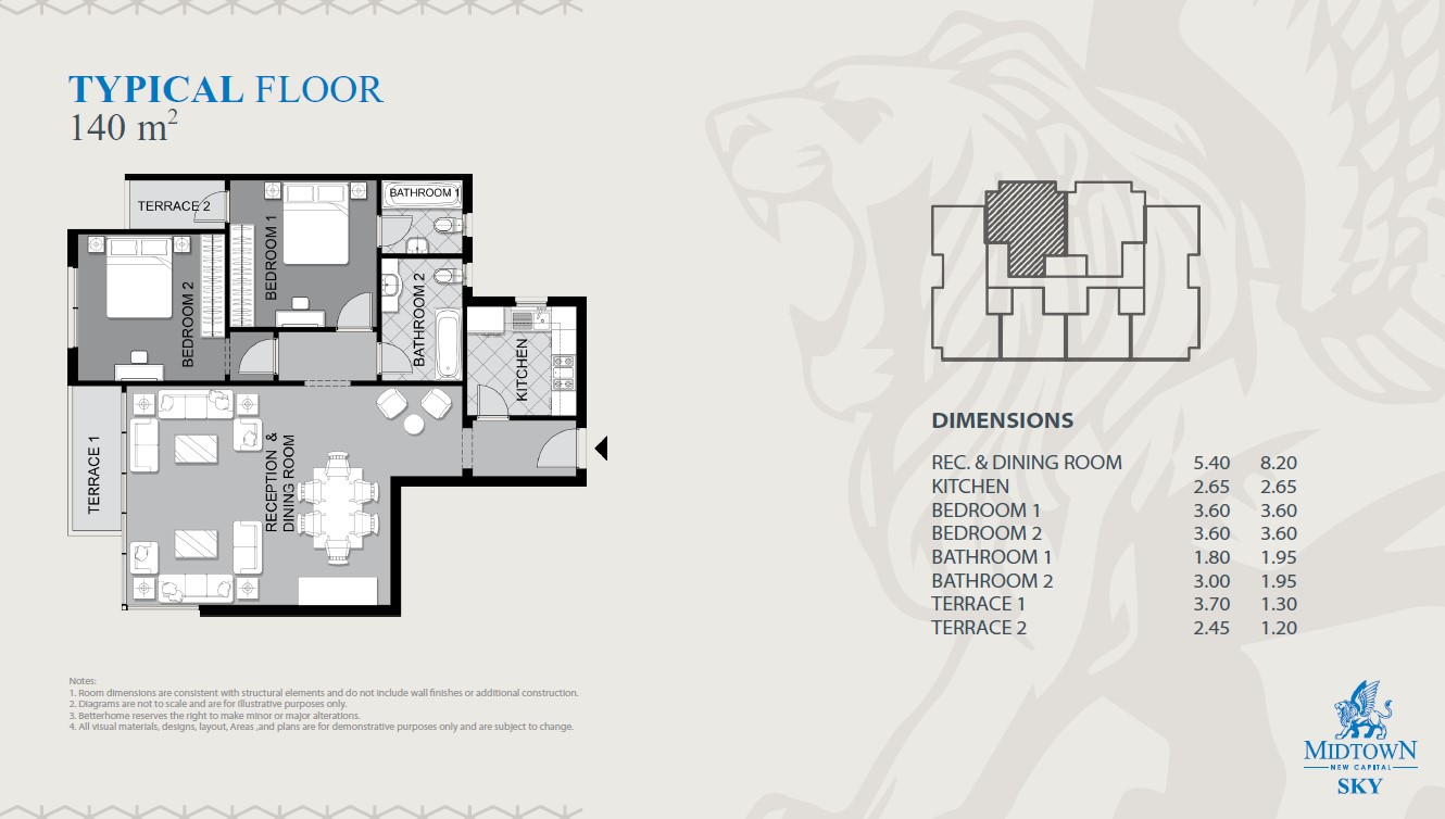 Floor plan for apartment at Midtown Sky