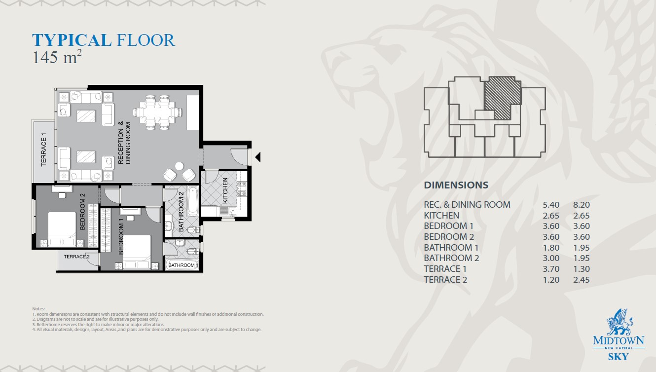 Floor plan for apartment at Midtown Sky
