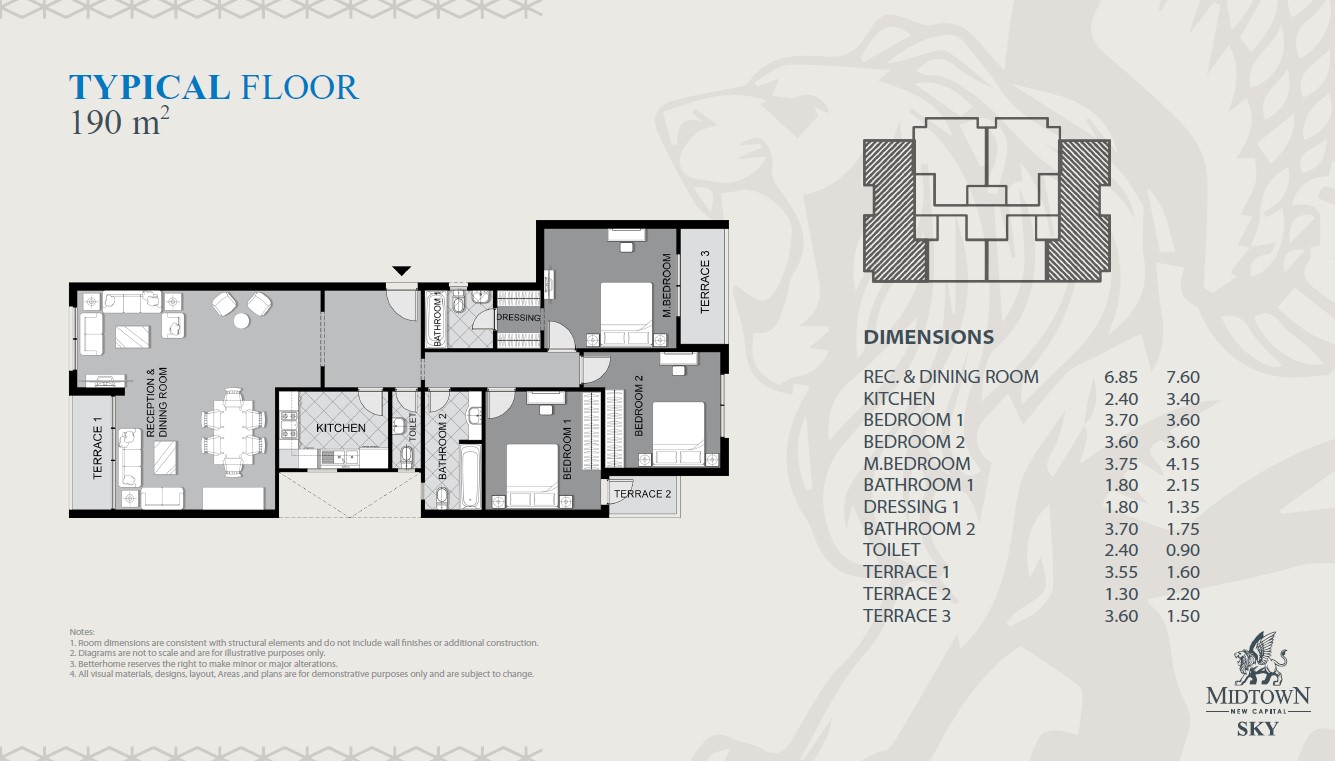 Floor plan for apartment at Midtown Sky