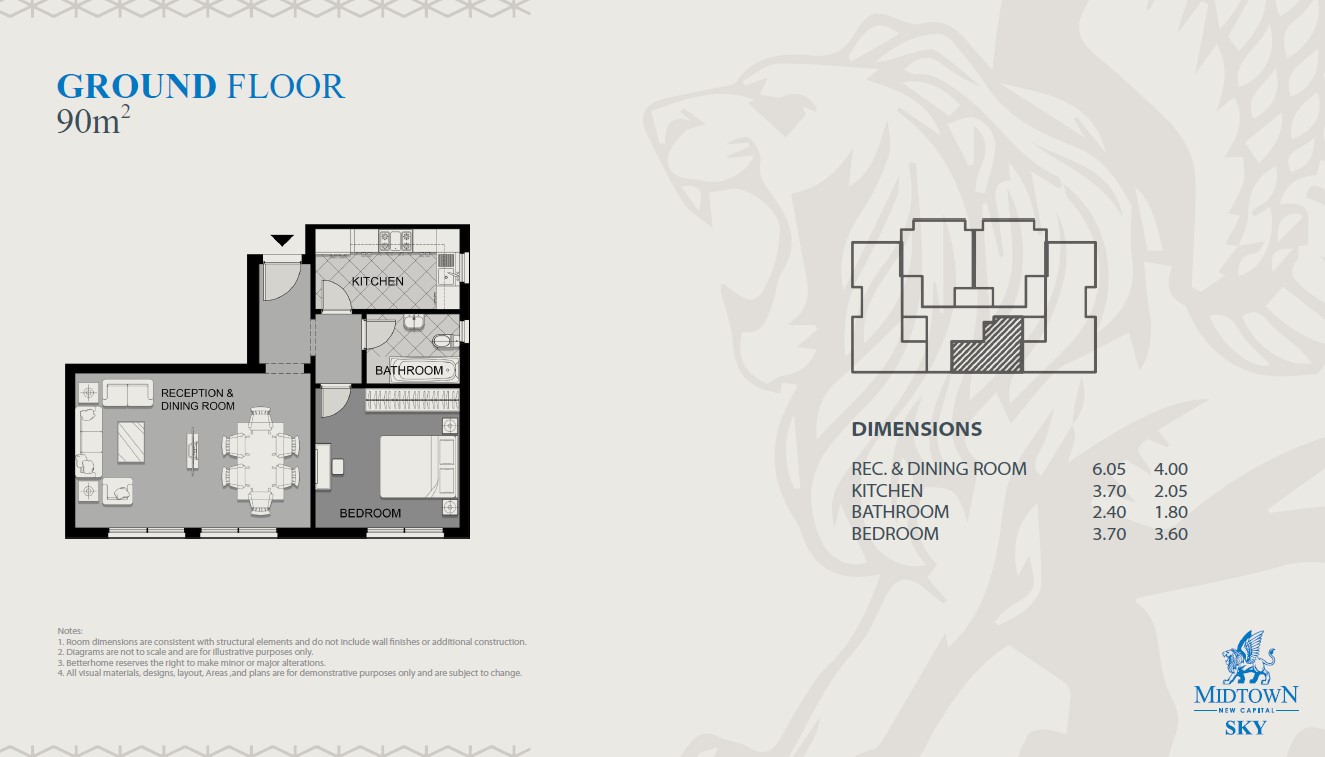 Floor plan for apartment at Midtown Sky