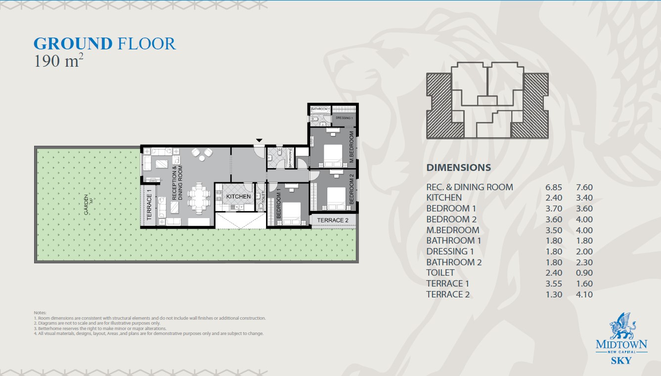 Floor plan for apartment at Midtown Sky
