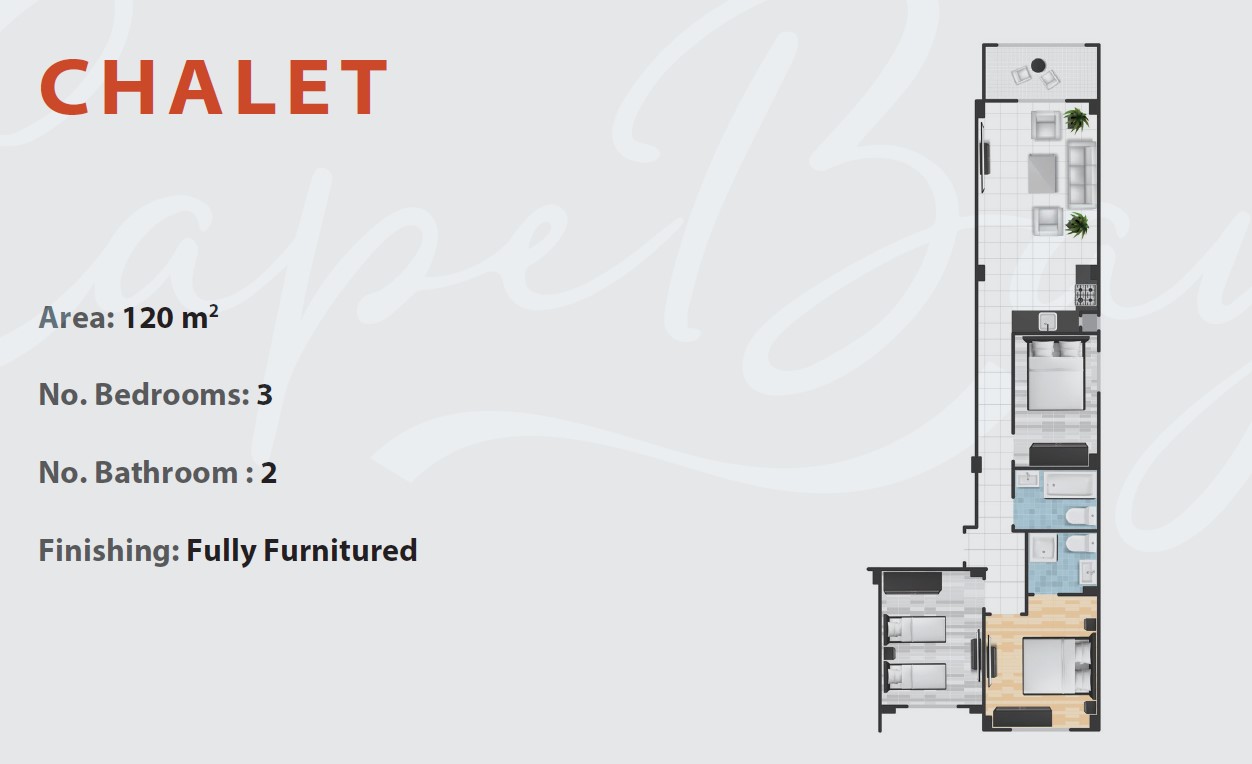 Floor plan for chalet at Cape Bay Blumar Lasirena