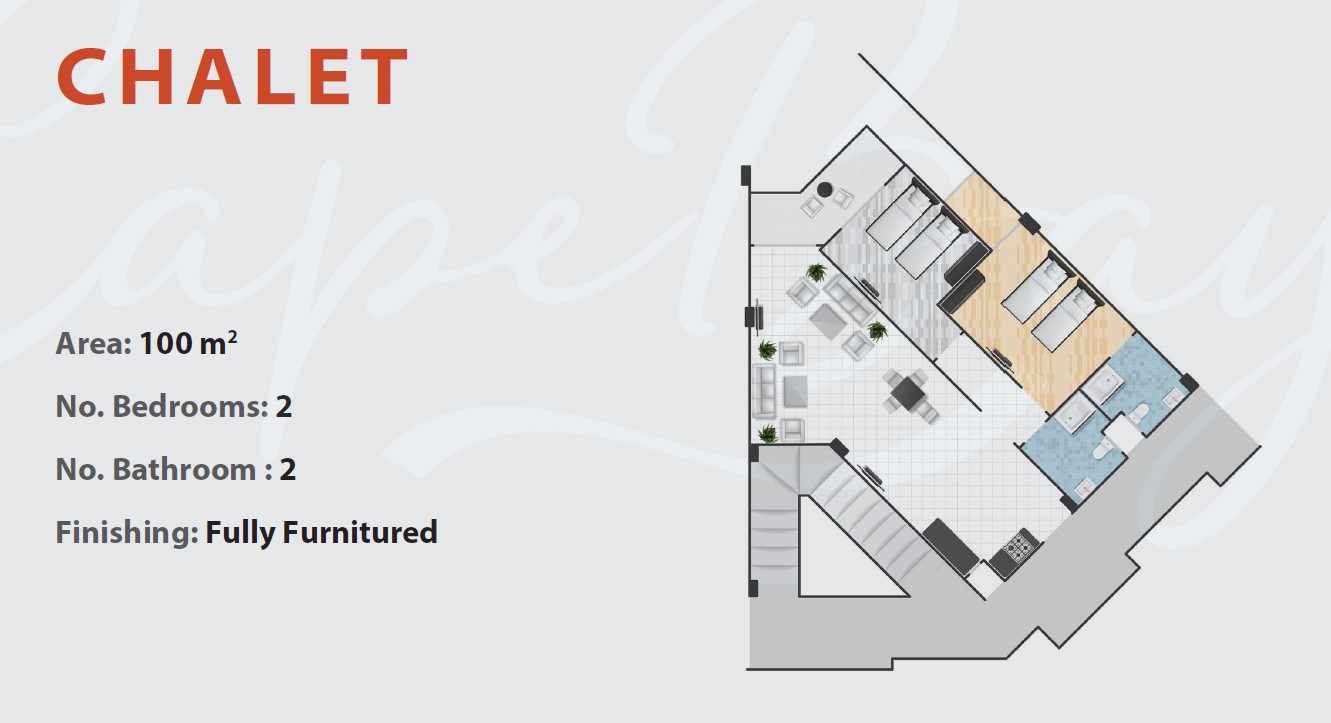 Floor plan for chalet at Cape Bay Blumar Lasirena