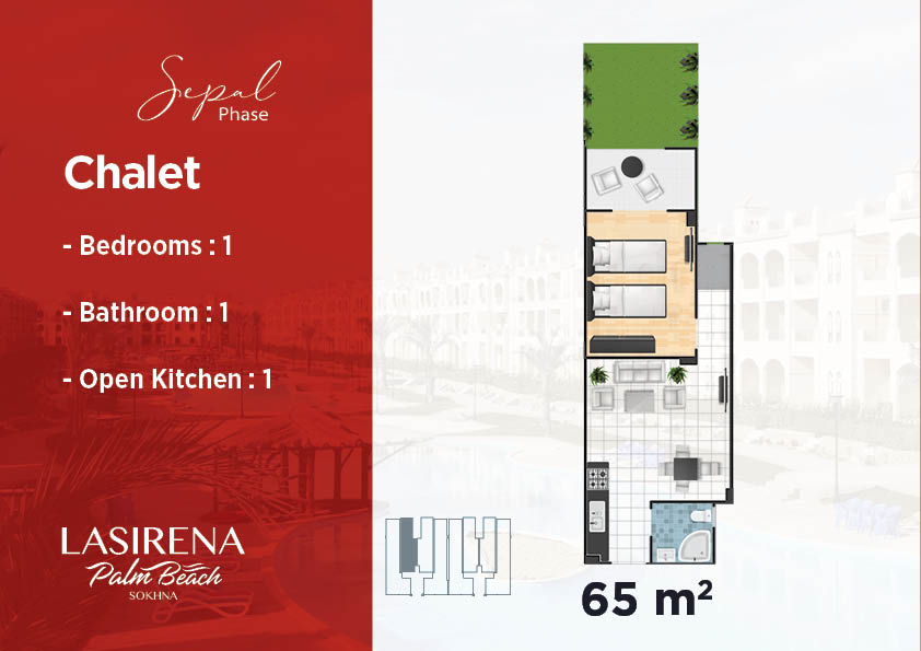 Floor plan for chalet at Lasirena Palm Beach