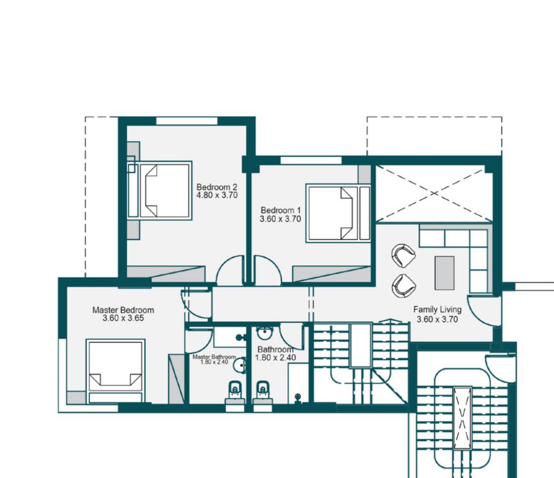 Floor plan for duplex at Bloomfields
