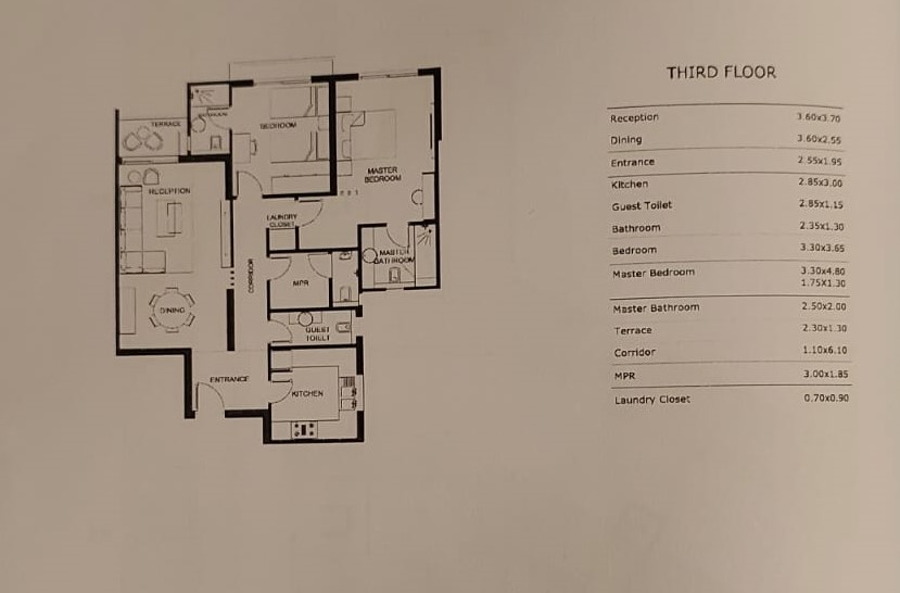Floor plan for apartment at Trio