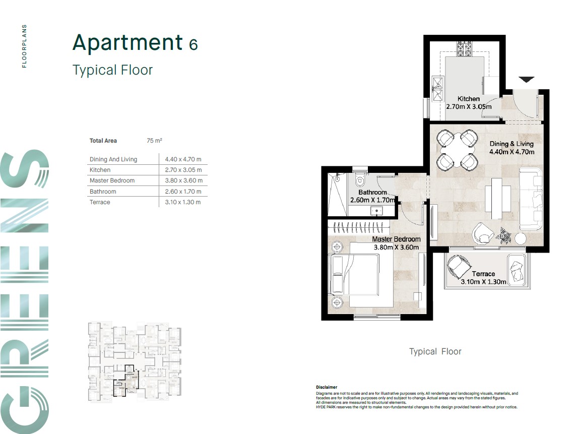 Floor plan for apartment at Hyde Park
