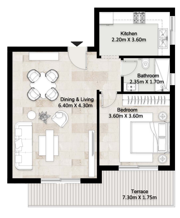Floor plan for apartment at Hyde Park