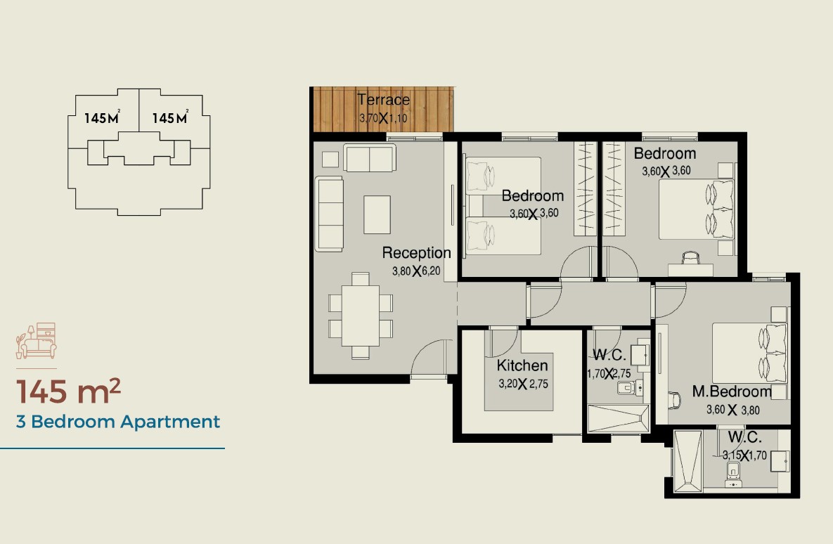 Floor plan for apartment at Nile Boulevard