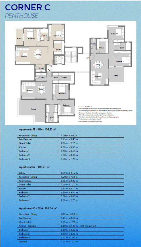 Floor plan for penthouse at Badya
