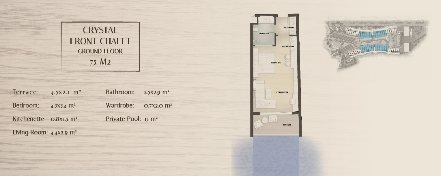 Floor plan for studio at Bayside