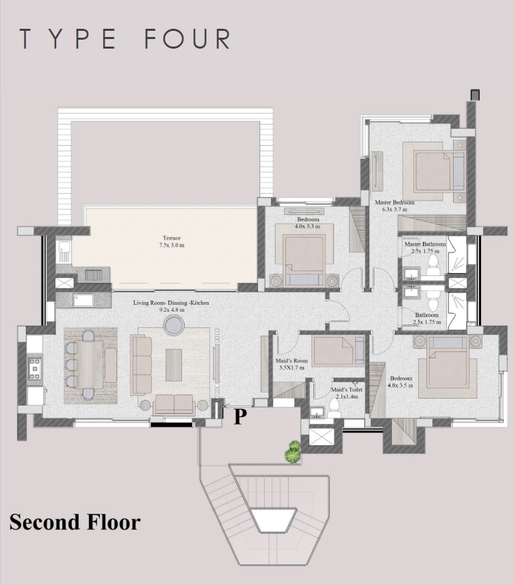 Floor plan for penthouse at Reef Town