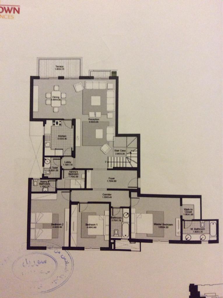 Floor plan for penthouse at Eastown