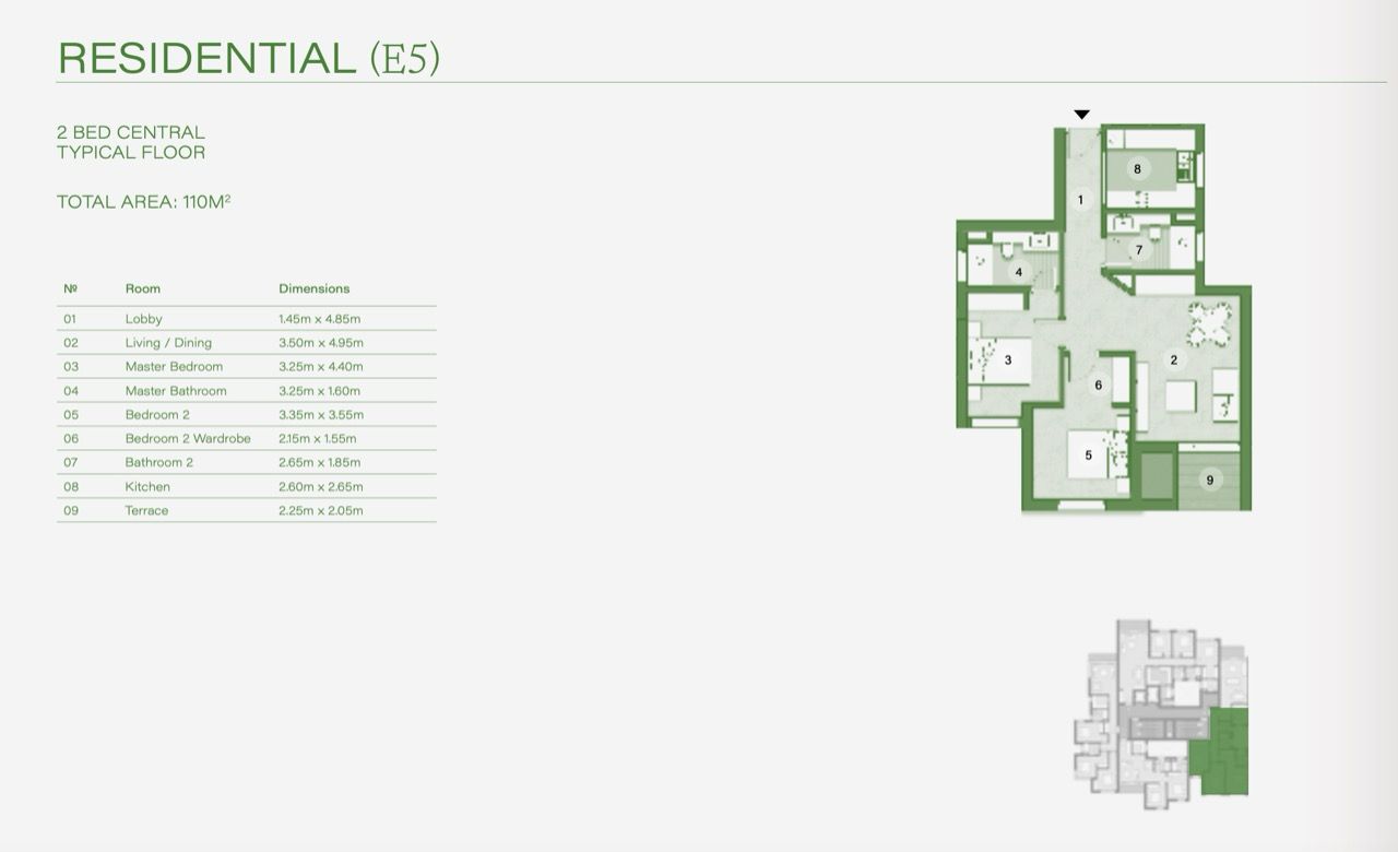 Floor plan for apartment at Zed Tower