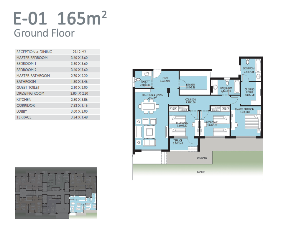 Floor plan for apartment at Bleu Vert