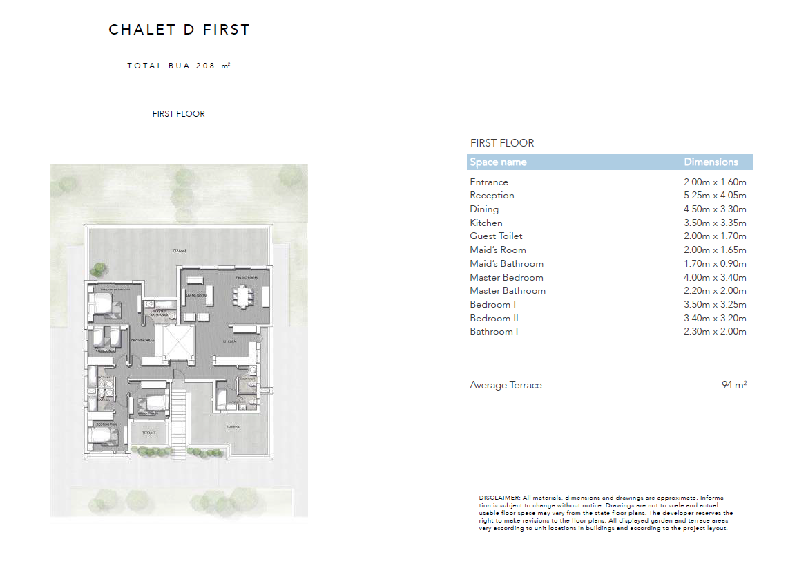 Floor plan for chalet at Jefaira