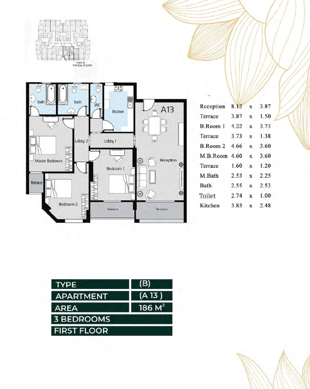 Floor plan for apartment at Oro New capital