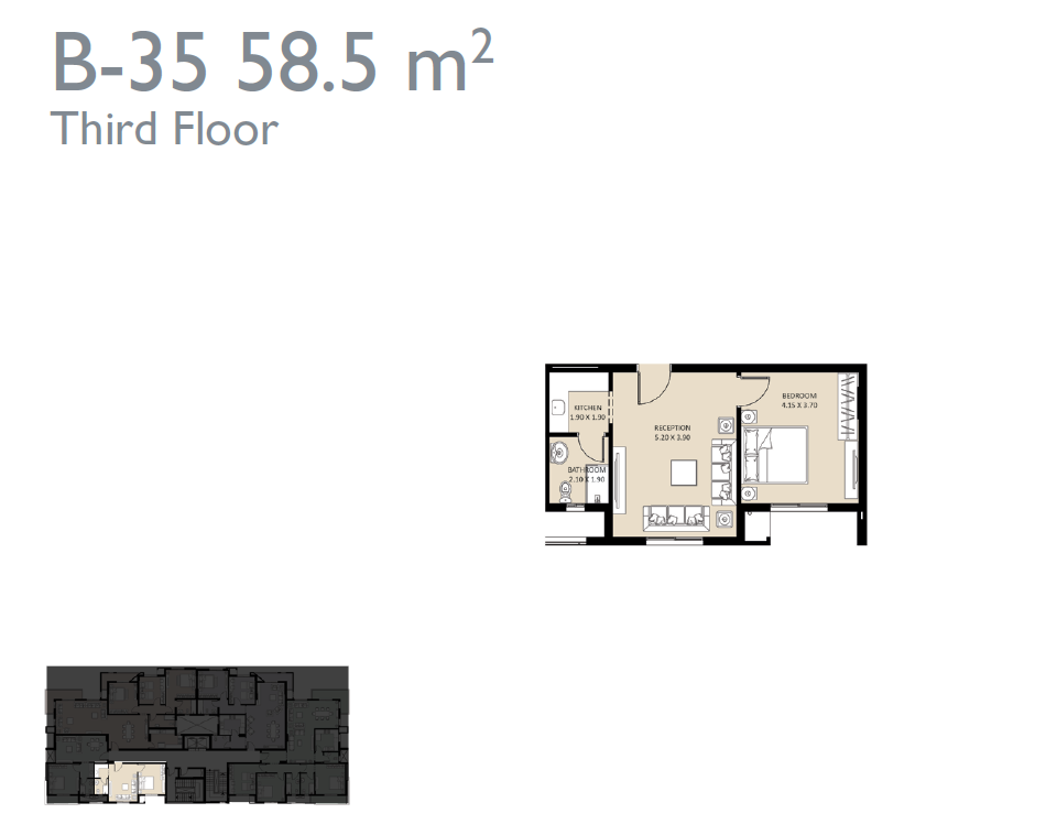 Floor plan for apartment at Bleu Vert