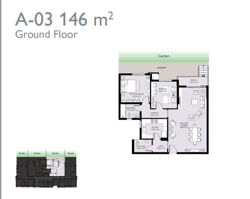Floor plan for apartment at Bleu Vert