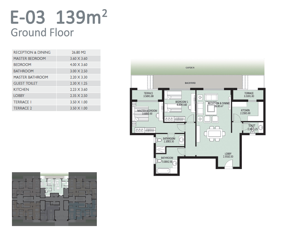 Floor plan for apartment at Bleu Vert