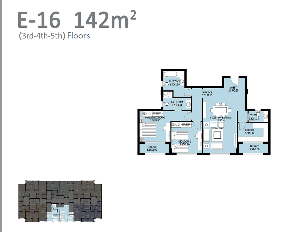 Floor plan for apartment at Bleu Vert