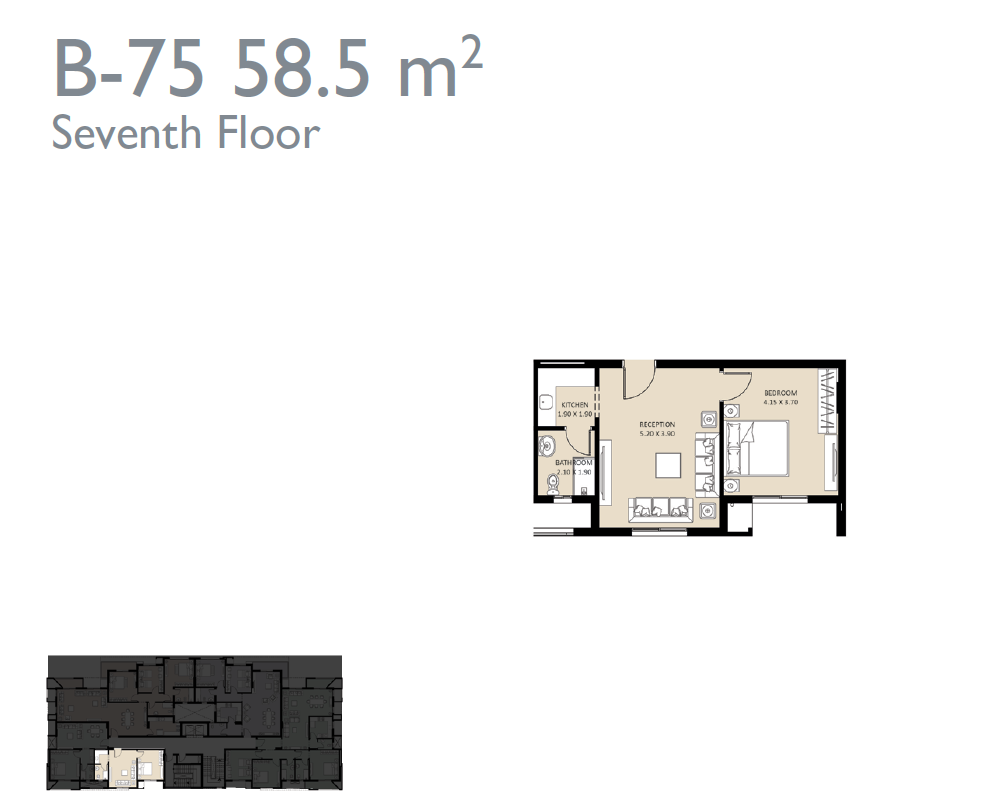 Floor plan for apartment at Bleu Vert
