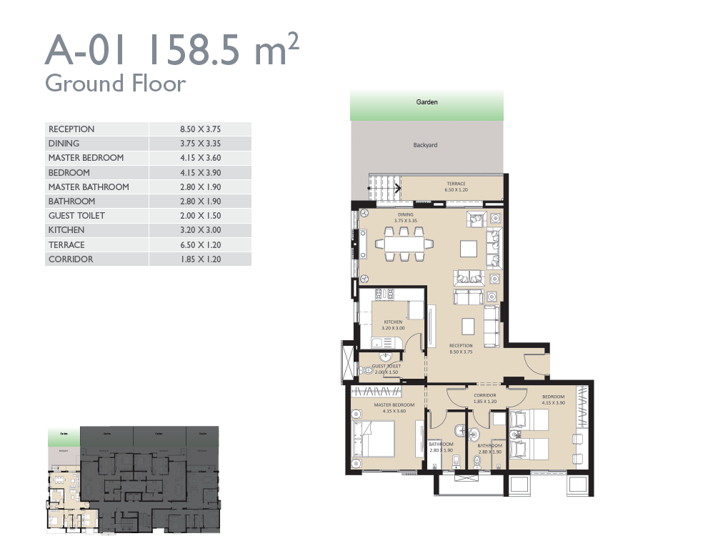 Floor plan for apartment at Bleu Vert