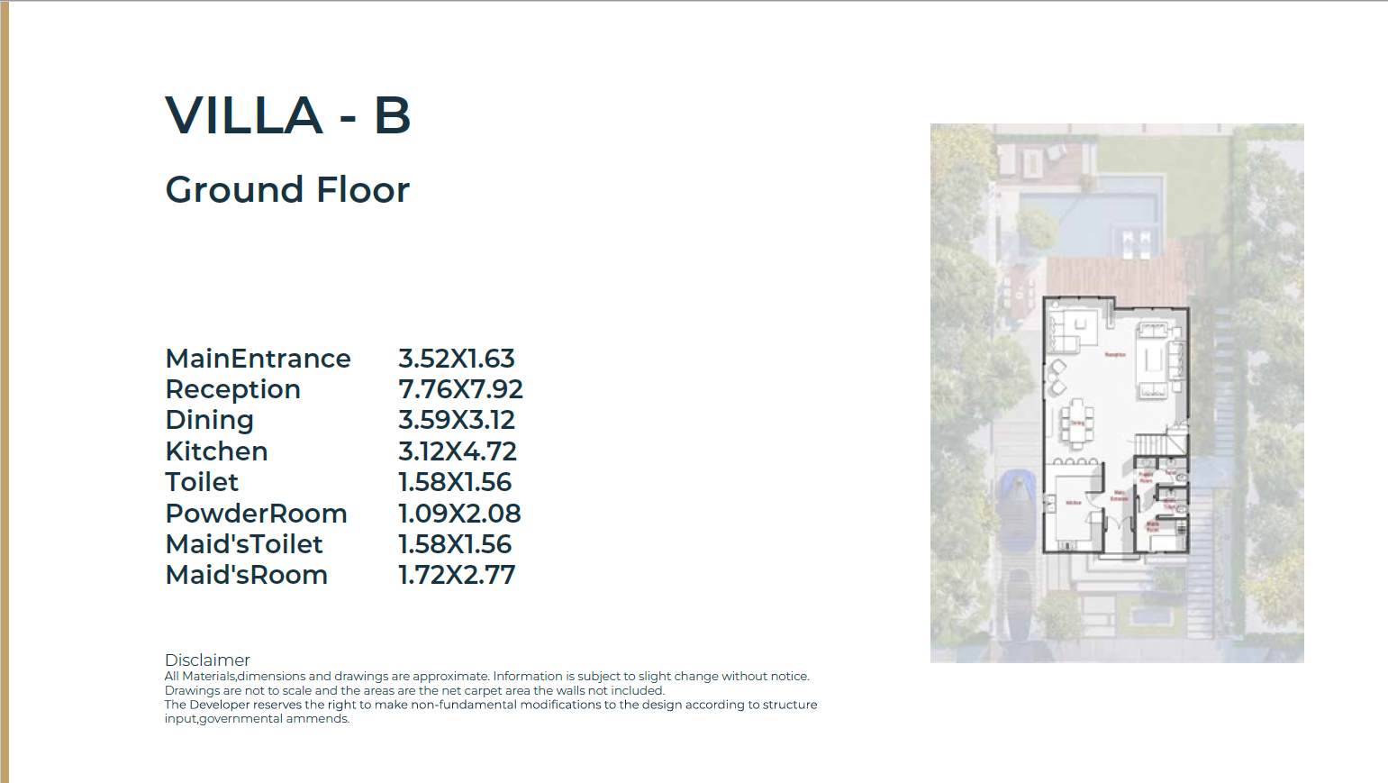 Floor plan for villa at Lake West