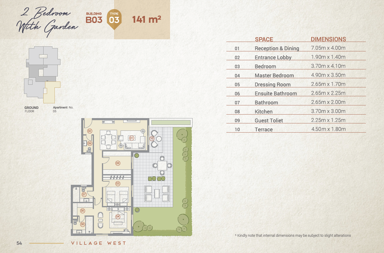 Floor plan for apartment at Village West
