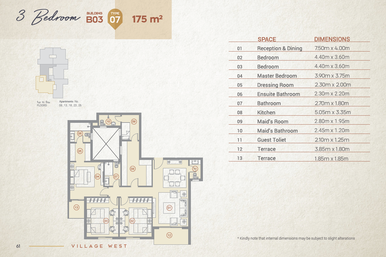 Floor plan for apartment at Village West
