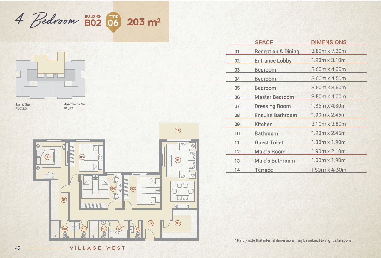 Floor plan for apartment at Village West