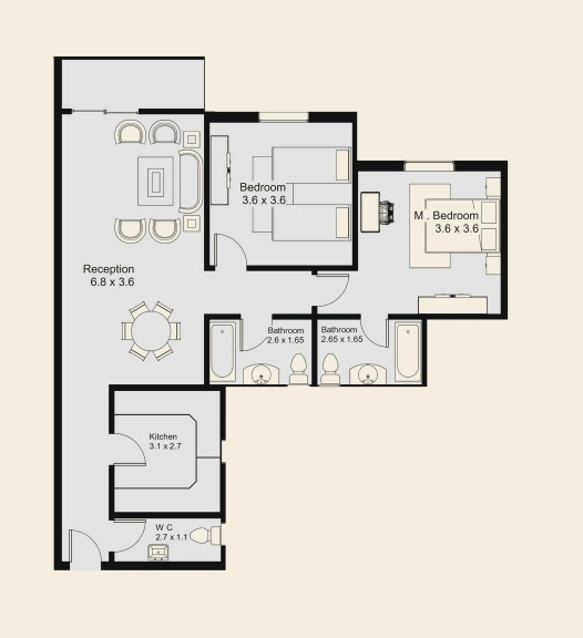 Floor plan for apartment at Nile Boulevard