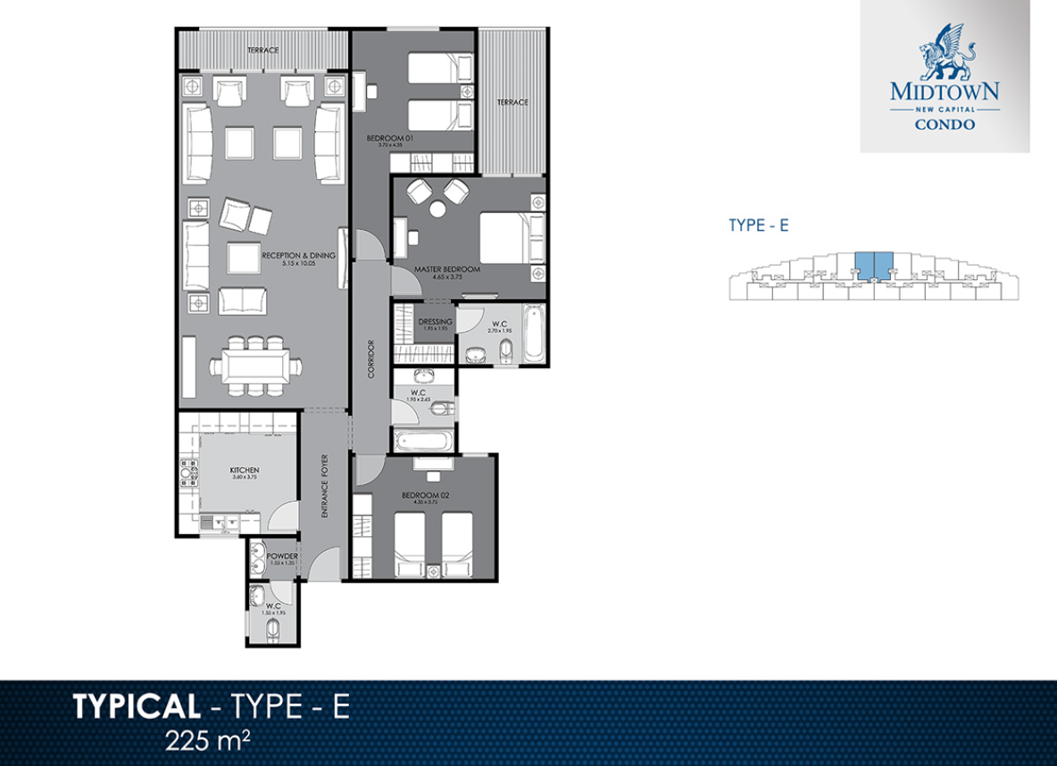 Floor plan for apartment at Midtown condo